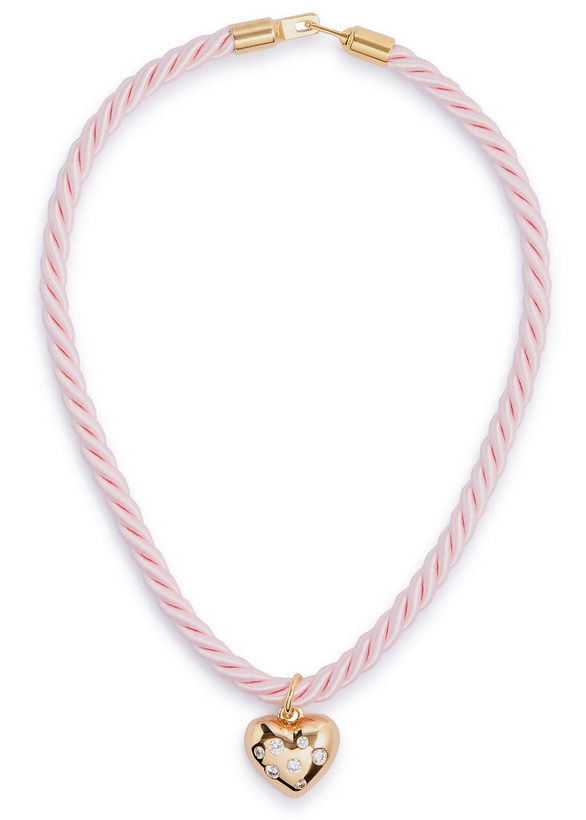 Photo: Timeless Pearly Heart 24kt Gold-plated Cord Necklace - Light Pink - One Size