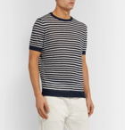 Lardini - Slim-Fit Striped Linen T-Shirt - Blue