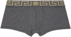 Versace Underwear Gray Greca Border Boxer Briefs