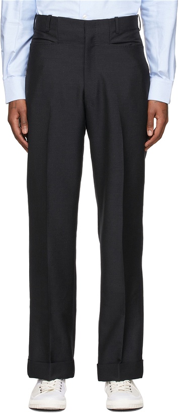 Photo: Factor's Navy Mohair Tailored Trousers