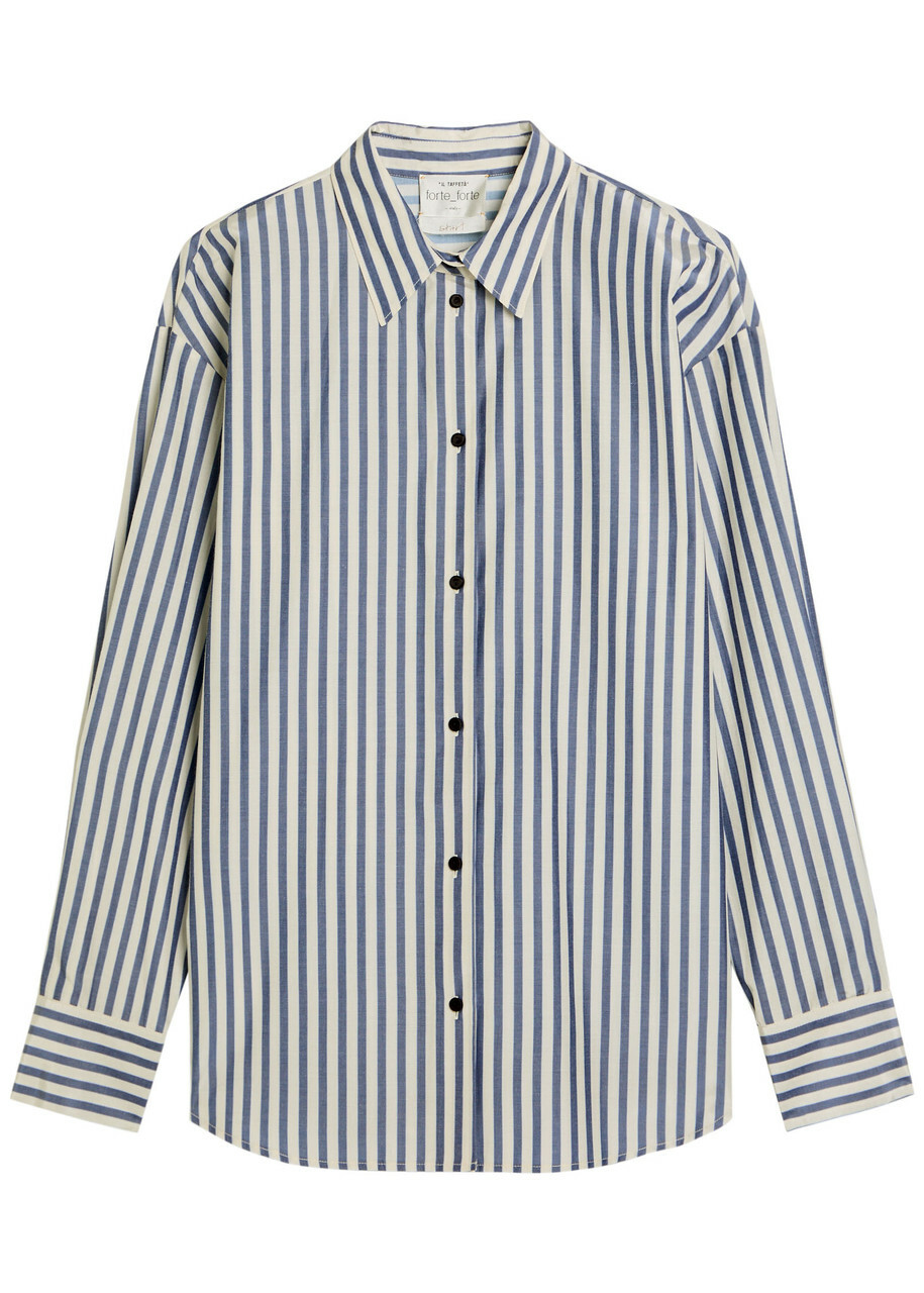 Forte_forte Striped Woven Shirt Navy