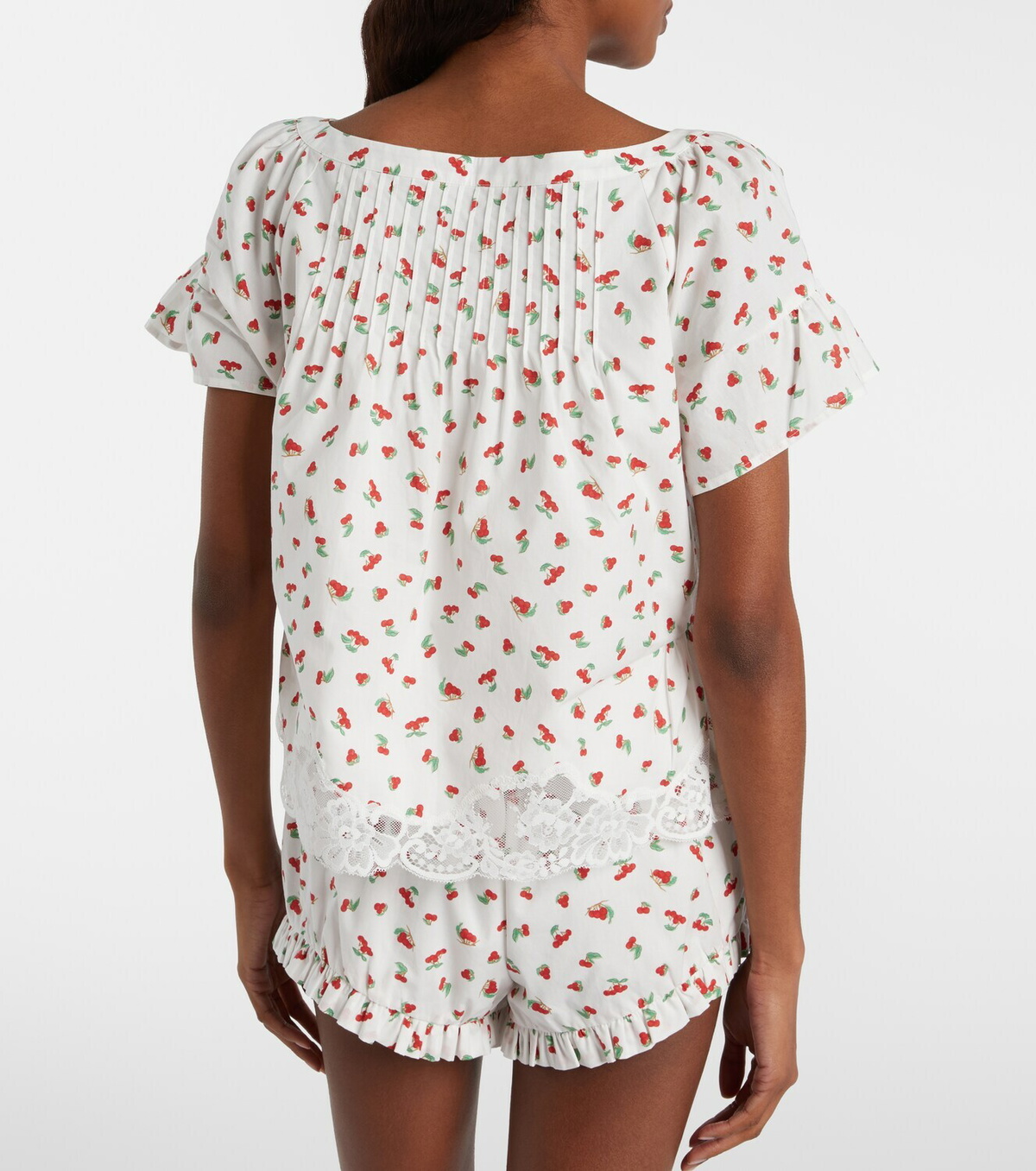 Posse Delia lace-trimmed printed cotton blouse