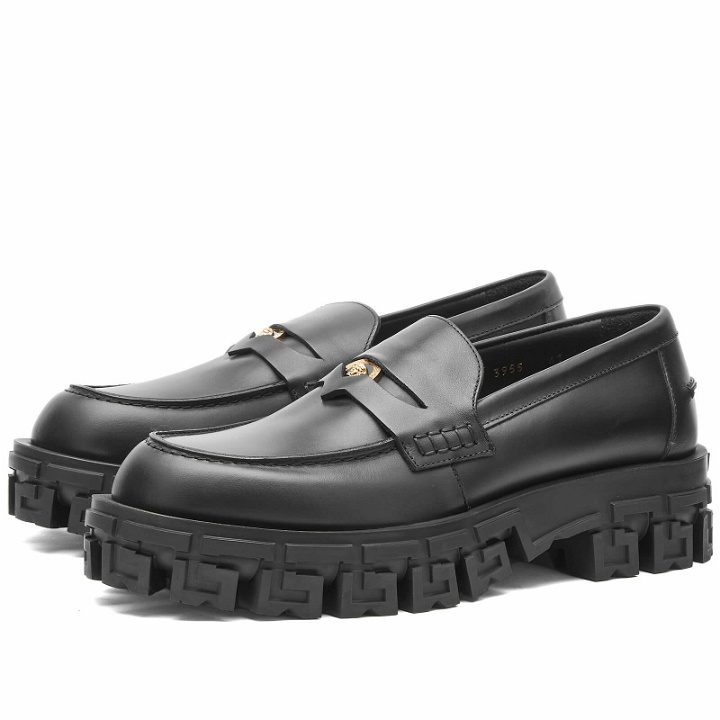 Photo: Versace Men's Chunky Loafer in Black Versace Gold