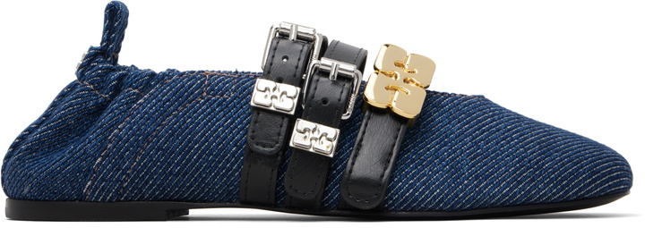 Photo: GANNI Navy Sue Triple Ballerina Flats