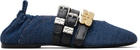 GANNI Navy Sue Triple Ballerina Flats