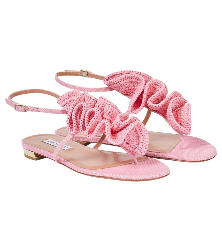 Photo: Aquazzura Noches Tropicales raffia thong sandals