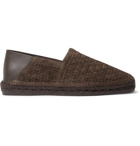 TOM FORD - Barnes Leather-Trimmed Woven Suede Espadrilles - Brown