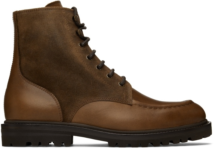 Photo: Brunello Cucinelli Brown Paneled Leather Boots