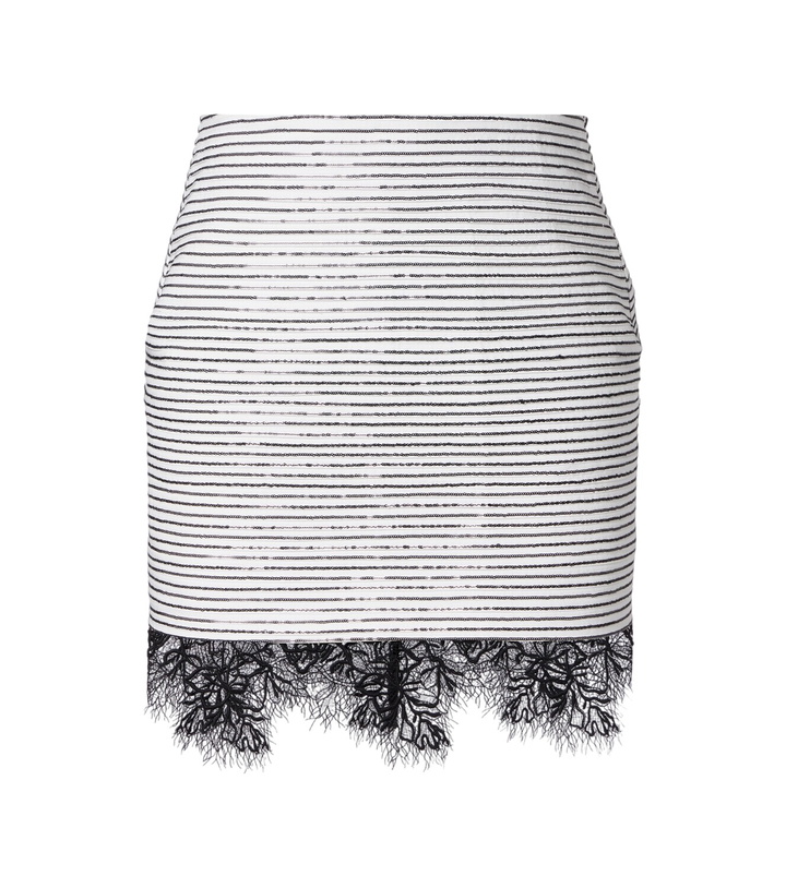 Photo: Jacques Wei Lace-trimmed sequined cotton miniskirt