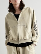 Balenciaga - Distressed Logo-Embroidered Printed Cotton-Jersey Zip-Up Hoodie - Gray