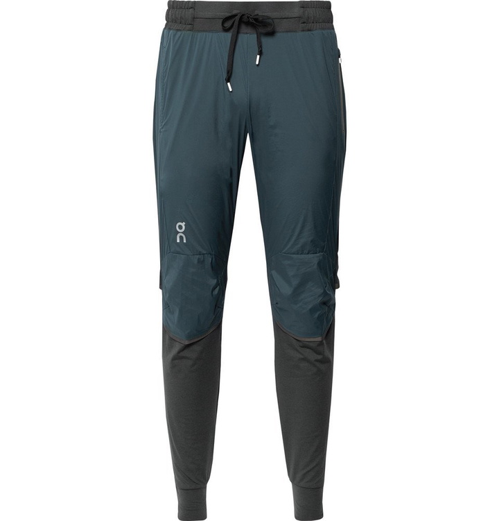 Photo: On - Slim-Fit Tapered Stretch-Jersey and Ripstop Trousers - Teal