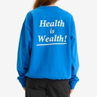 Sporty & Rich Women's Health is Wealth Crew Sweatshirt in Paris Blue