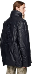 A. A. Spectrum Navy Lambers Down Faux-Leather Jacket