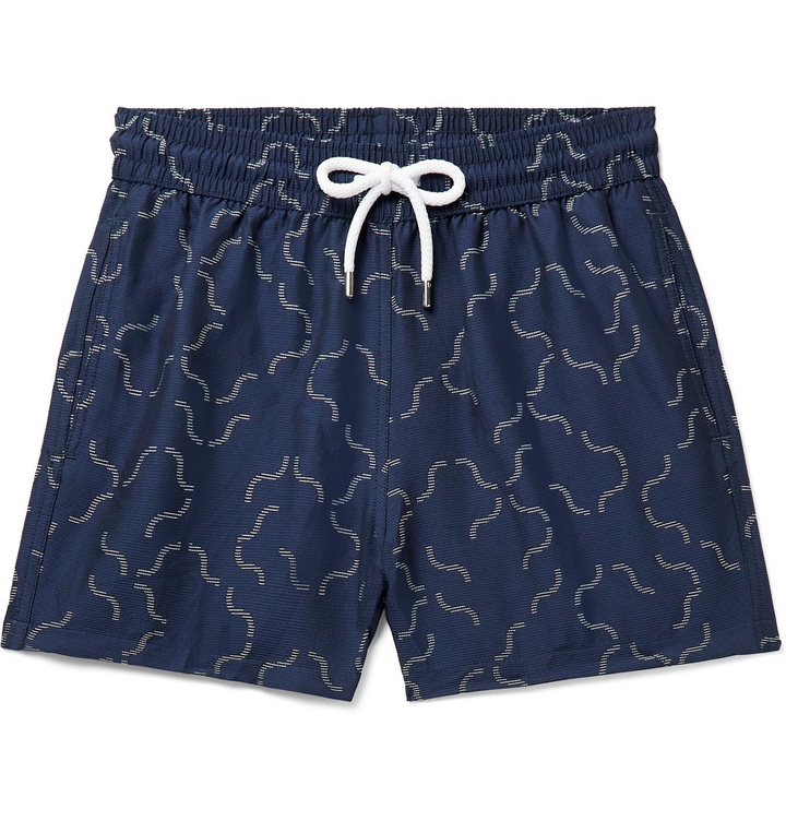 Photo: FRESCOBOL CARIOCA - Slim-Fit Short-Length Jacquard Swim Shorts - Blue