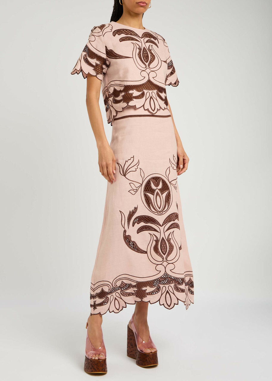 Lug Von Siga Dakota Embroidered Linen top Pink