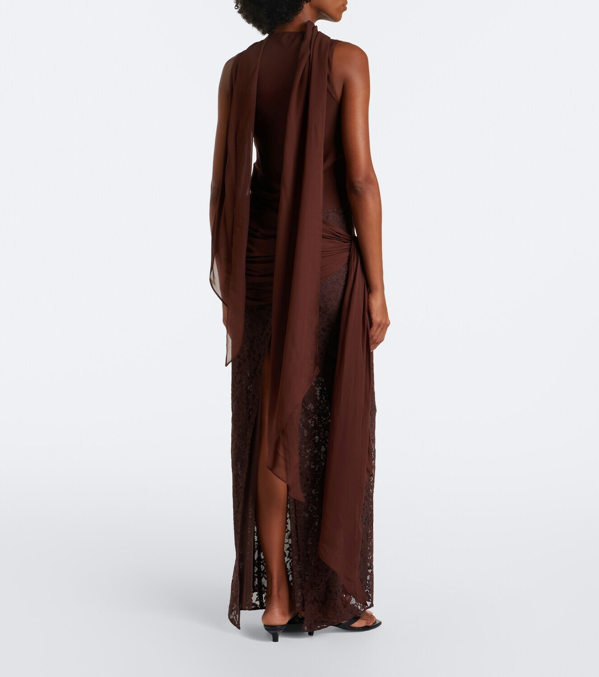 De La Vali Rosa georgette and lace maxi dress