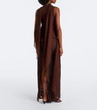 De La Vali Rosa georgette and lace maxi dress