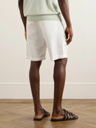 Boglioli - Straight-Leg Pleated Herringbone Cotton and Linen-Blend Shorts - White