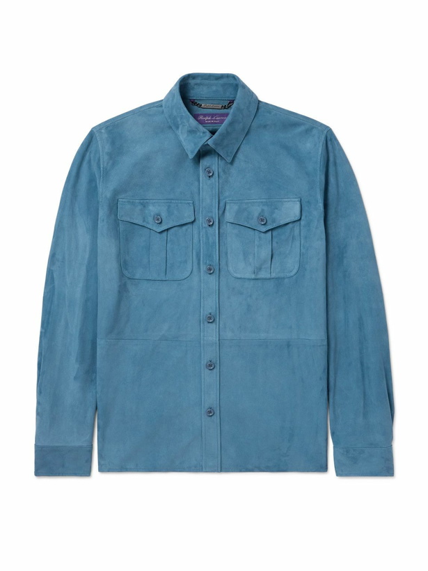 Photo: Ralph Lauren Purple label - Barron Suede Shirt Jacket - Blue