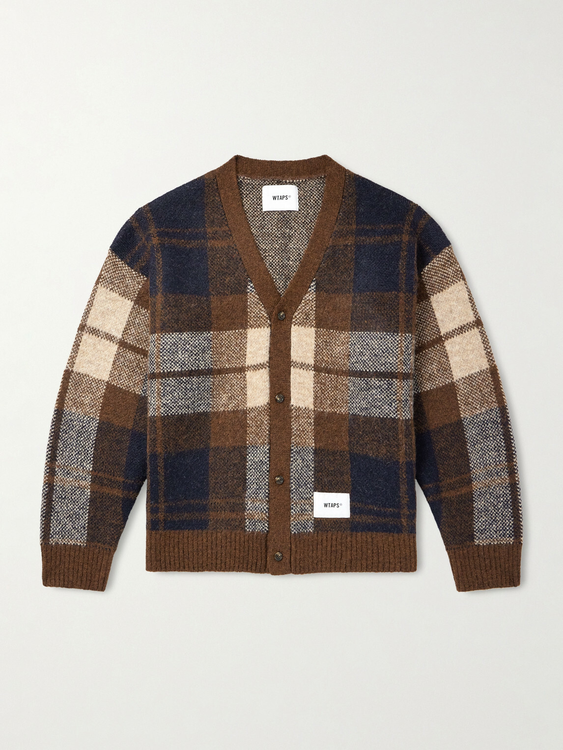 WTAPS - Palmer Logo-Appliquéd Checked Jacquard-Knit Cardigan - Brown