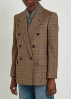 Chloe Checked Double-breasted Wool Blazer Brown