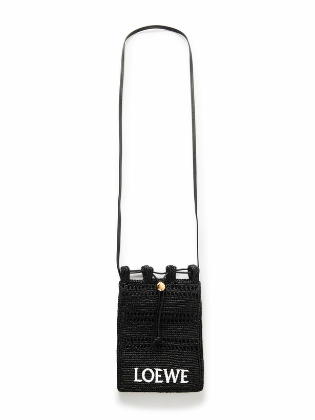 Photo: LOEWE - Paula's Ibiza Leather-Trimmed Embroidered Raffia Messenger Bag