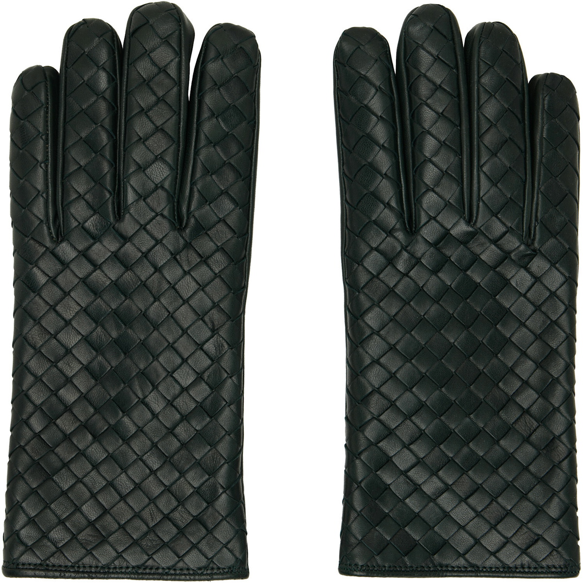 Bottega Veneta Green Intrecciato Leather Gloves