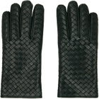 Bottega Veneta Green Intrecciato Leather Gloves