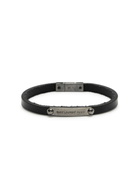 Saint Laurent Logo Leather Bracelet Black