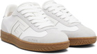 Balmain White Leather & Canvas Swan Sneakers