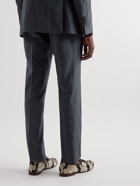 TOM FORD - Pleated Silk-Blend Suit Trousers - Blue