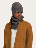 Ferragamo Mens Mouliné Beanie in Blue