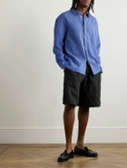 A Kind Of Guise - Saleh Wide-Leg Checked Linen and Lyocell-Blend Seersucker Shorts - Black