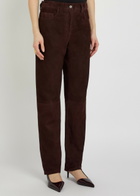 Khaite Callum Straight-leg Suede Trousers Dark Brown
