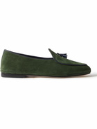 Rubinacci - Marphy Leather-Trimmed Suede Tasselled Loafers - Green