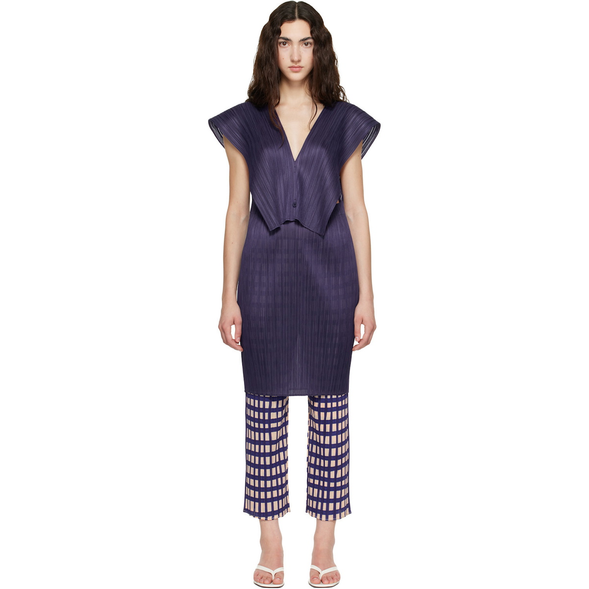 PLEATS PLEASE ISSEY MIYAKE Navy Lucid Pleats Top