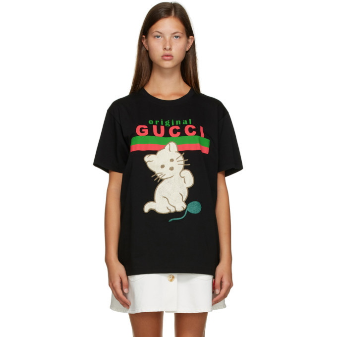 Merchandiser Verdensvindue Ødelæggelse Gucci Black Original Gucci Cat T-Shirt Gucci