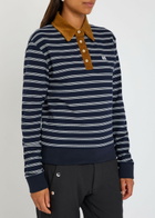 Wales Bonner Reflect Striped Piqué Cotton Polo Shirt Navy