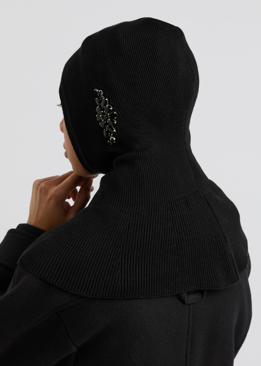 Simone Rocha Crystal-emebllished Wool-blend Balaclava - Black - One Size