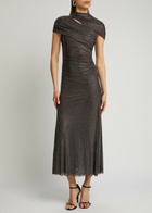 Self-portrait Crystal-embellished Stretch-tulle Maxi Dress Grey