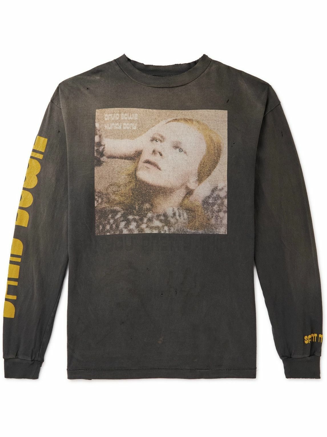 SAINT Mxxxxxx - David Bowie Distressed Printed Cotton-Jersey T-Shirt - Black