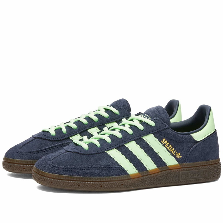 Photo: Adidas Handball Spezial Sneakers in Legend Ink/Green Spark/Gum