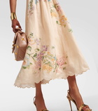 Zimmermann Halliday scalloped floral linen midi dress