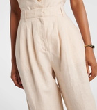 Posse Lucille pinstripe linen barrel-leg pants