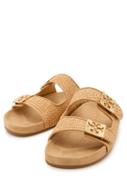 Tory Burch Mellow Raffia Sliders Camel