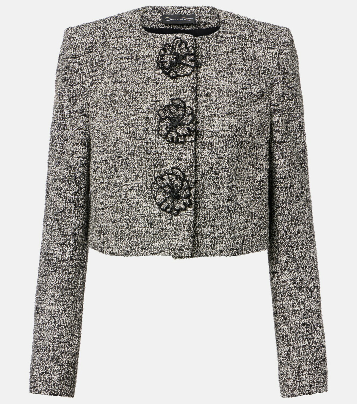 Oscar de la Renta Floral-appliqué cotton-blend tweed jacket