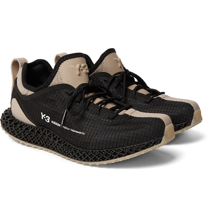 Photo: Y-3 - Runner 4D IO Suede and Neoprene-Trimmed Ripstop and Primeknit Sneakers - Black