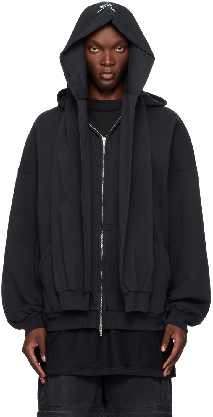 パーカー・フーディ Balenciaga Trompe-L Oeil Layered Hoodie In A Mix Of Material Balenciaga Black Layered Hoodie Balenciaga
