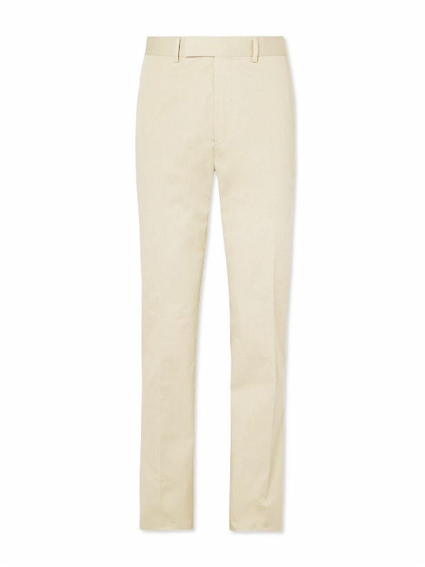 Photo: Kingsman - Straight-Leg Pleated Cotton-Blend Twill Suit Trousers - Neutrals