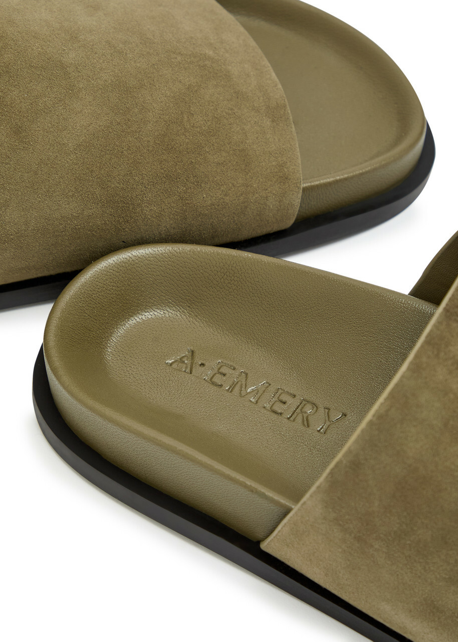 A.emery Luca Woven Leather Sliders Khaki